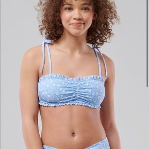 Hollister Smocked Ruffle Bandeau Bikini Top